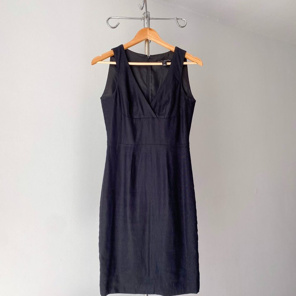 ☀️ Black Structured Mini Dress – Linen Blend / Size S